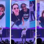 Ozzy Osbourne szelfizik Rod Stewart koncertjén