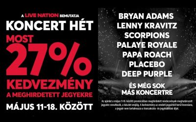 27% kedvezménnyel kínál jegyeket a Live Nation!